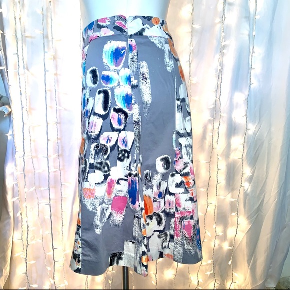 LANE BRYANT ⭐️ Gray Watercolor Cotton Panel Skirt - Picture 4 of 9